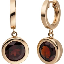 Creolen 11,8x27,5mm Ohrringe Klappcreolen Granate facettiert 585 Gold Rotgold