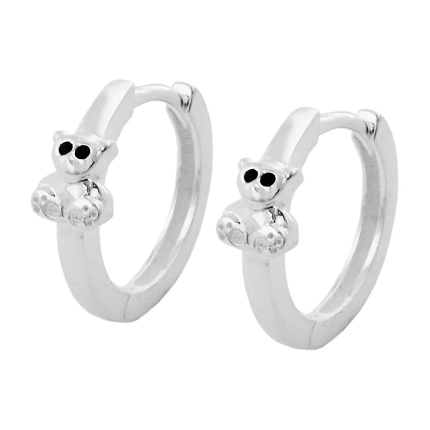 Creolen 13x4mm Ohrringe kleiner Bär Bärchen 925 Silber mattiert Kinder