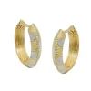 Creolen 14x3mm Ohrringe mit Muster, 375 Gold Gelbgold bicolor Ohrschmuck