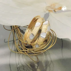 Creolen 14x3mm Ohrringe mit Muster, 375 Gold Gelbgold bicolor Ohrschmuck