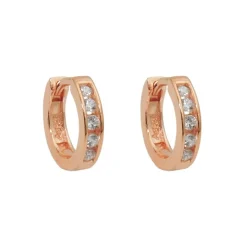 Creolen 12x2,5mm Ohrringe mit weißen Zirkonia 925 Silber Rotgold vergoldet