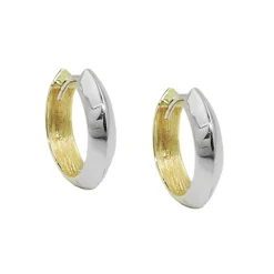 Creolen 14x3mm Ohrringe Ohrschmuck, glänzend bicolor, 375 Gold Gelbgold Weißgold