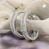 Creolen 14x3mm Ohrringe Ohrschmuck mit Zirkonia weiß, schmal, 375 Gold Weißgold