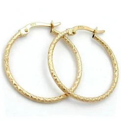 Creolen 23x1,5mm Ohrschmuck diamantiert aus 375 Gelbgold Damen Goldohrringe