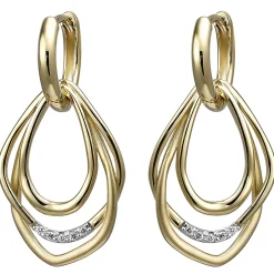Creolen 14,3x28,2mm 925 Silber 2-teilig gold vergoldet 10 Zirkonia Ohrhänger