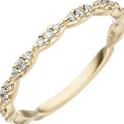 Damen-Ring mit 27 Diamanten Brillanten 0,24 Ct 585 Gold Gelbgold Goldring