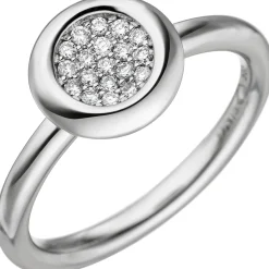 Damen-Ring mit 19 Diamanten 0.15Ct Brillanten rund 585 Gold Weißgold