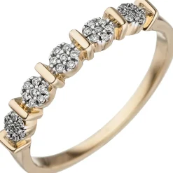 Damen-Ring mit 35 Diamanten 0.11Ct W/P1 Brillanten 585 Gold Gelbgold Diamantring