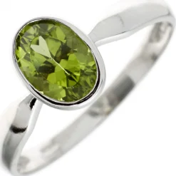 Damenring Ring mit echtem Peridot grün 925 Silber oval Fingerschmuck