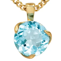 Damen Schmuck Anhänger 10,1x15mm mit Topas Blautopas 585 Gold Gelbgold