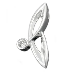 Designer Anhänger 26,5x12mm aus echtem 925 Silber & Zirkonia weiß schlicht Damen