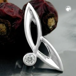 Designer Anhänger 26,5x12mm aus echtem 925 Silber & Zirkonia weiß schlicht Damen