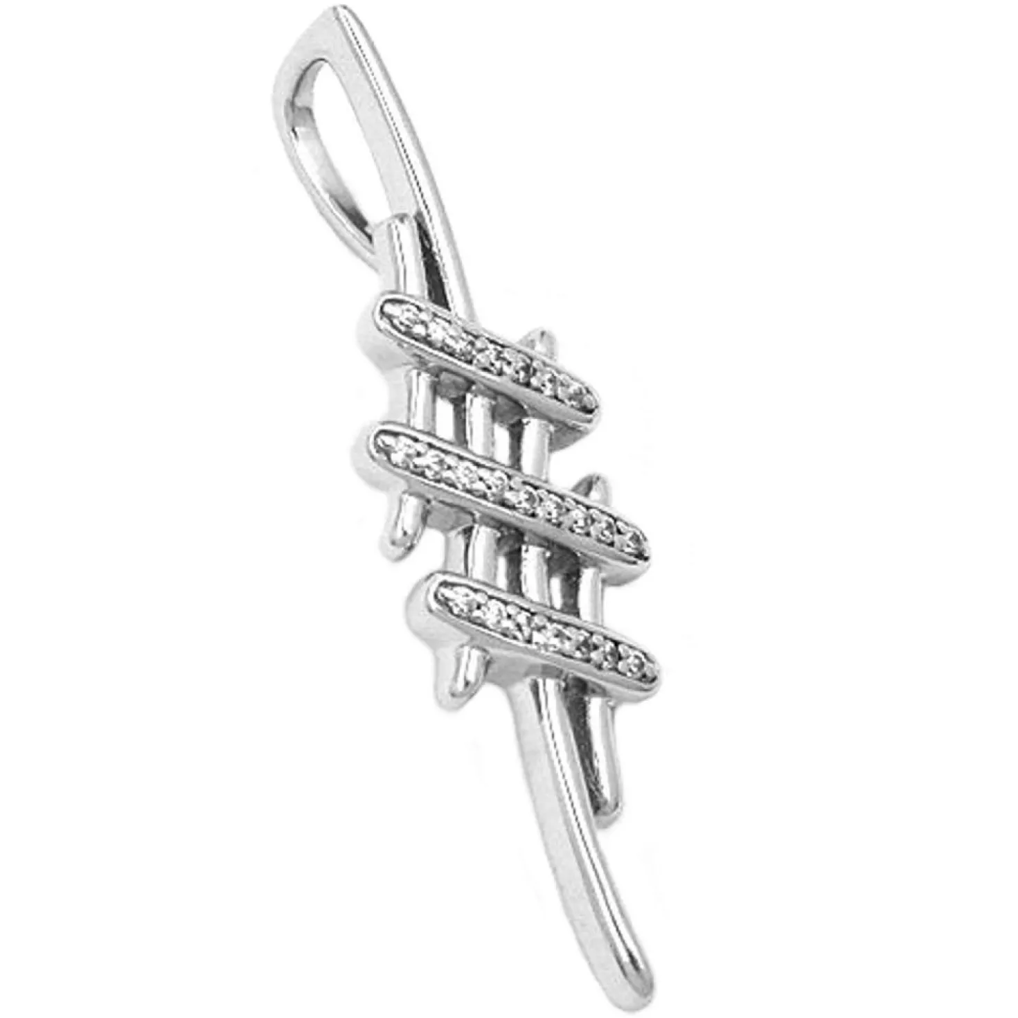 Designer Anhänger 40x11mm mit viel Zirkonia echtes 925 Silber schlicht Damen