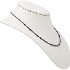 Diamantkette Collier schwarze Diamanten Rohdiamanten grau-anthrazit 925 Silber