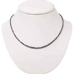 Diamantkette Collier schwarze Diamanten Rohdiamanten grau-anthrazit 925 Silber