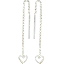 Durchzieher Ohrhänger 5,1x57,2mm Herz aus 925 Silber Ohrschmuck rhodiniert Damen