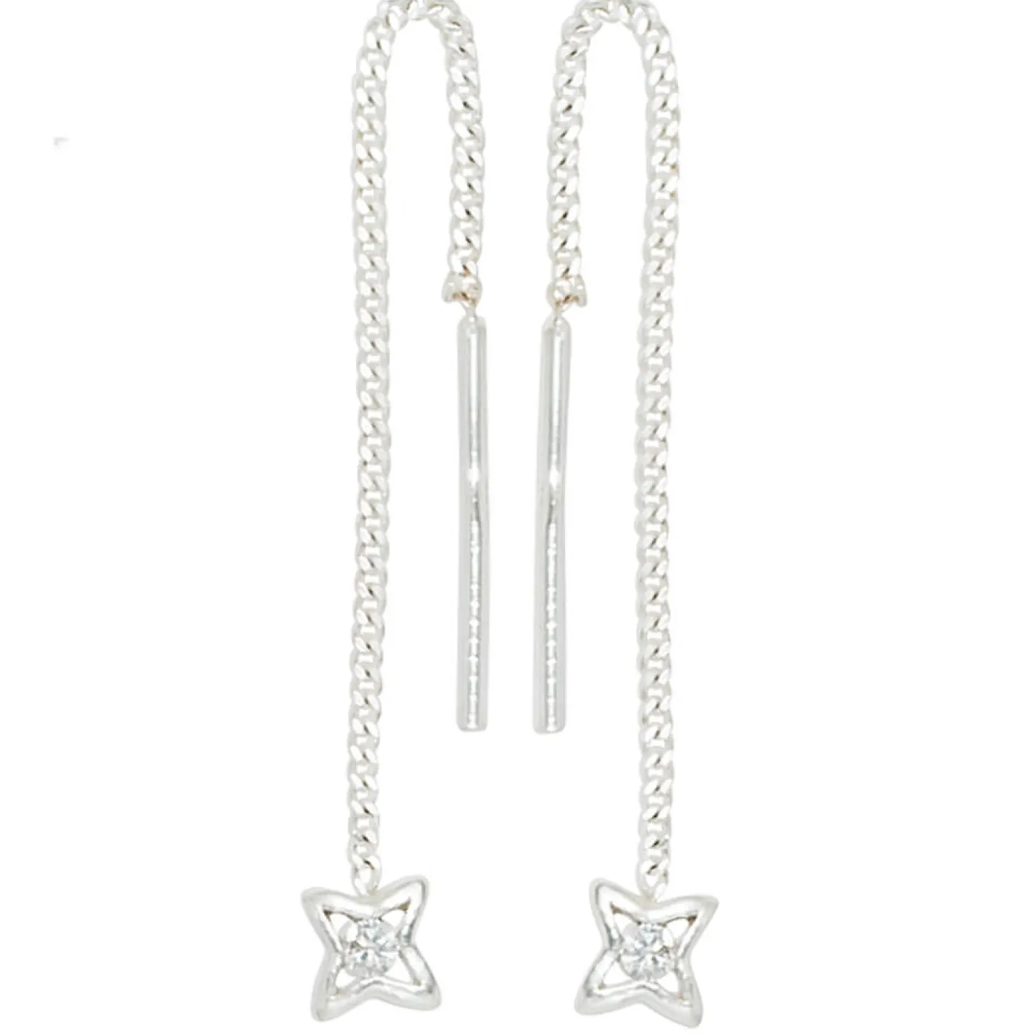 Durchzieher Ohrhänger 4,1x56,7mm Stern aus 925 Silber Ohrschmuck mit Zirkonia