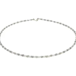 Edelsteinkette aus echtem Mondstein & Labradorit weiß-grau facettiert 925 Silber