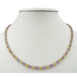 Edelsteinkette Collier aus Amethyst & Citrin & Silber, gelb violett