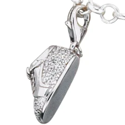 Einhänger Anhänger 8,2x17,3mm Charm Babyschuh Schuh mit Zirkonia 925 Silber
