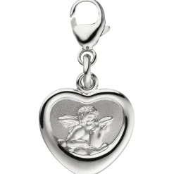 Einhänger Anhänger 12,6x13,9mm Charm Schutzengel im Herz aus 925 Silber