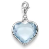 Einhänger Charm Herz Blautopas sky blue 26x16mm 585 Gold Weißgold
