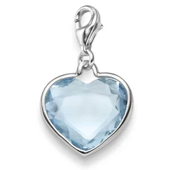 Einhänger Charm Herz Blautopas sky blue 26x16mm 585 Gold Weißgold