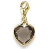 Einhänger Charm Herz mit Rauchquarz braun 23,5x10,5mm 585 Gold Gelbgold