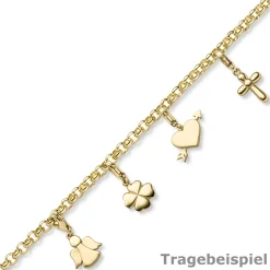 Einhänger Herz mit Pfeil Herzchen Amor Anhänger Charm 585 Gold Gelbgold 16x18mm