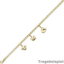 Einhänger Hund Hundkopf Anhänger Charm 585 Gold Gelbgold glänzend 12,5x20,5mm