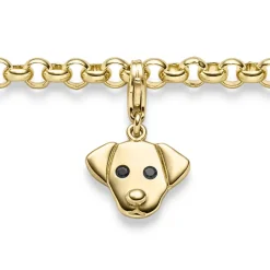 Einhänger Hund Hundkopf Anhänger Charm 585 Gold Gelbgold glänzend 12,5x20,5mm