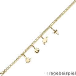 Einhänger Kreuz Kreuzchen Anhänger Charm aus 585 Gold Gelbgold glänzend 9x23mm