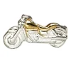 Einzel-Ohrstecker Stecker Motorrad Bike 925 Silber teilvergoldet Herren