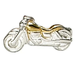 Einzel-Ohrstecker Stecker Motorrad Bike 925 Silber teilvergoldet Herren