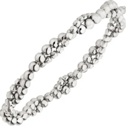 Elastisches Armband Kugelarmband 2-reihig aus 925 Silber verschlungen 16,5cm