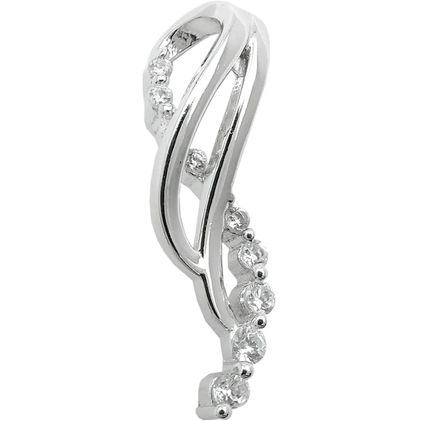 Eleganter Anhänger 25x7mm mit weißen Zirkonia glänzend frei geformt 925 Silber