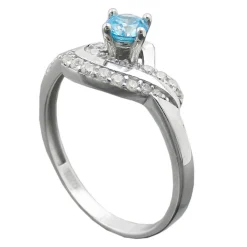 Eleganter Ring Damenring mit Zirkonia aqua und weiß 925 Silber