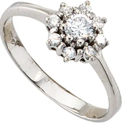 Eleganter Ring Damenring mit Zirkonia, 925 Silber Sterlingsilber Damen