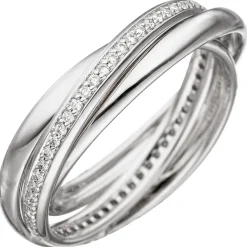 3-er Ring 58 Diamanten Brillanten 0.29Ct W/SI rundum 585 Gold Weißgold