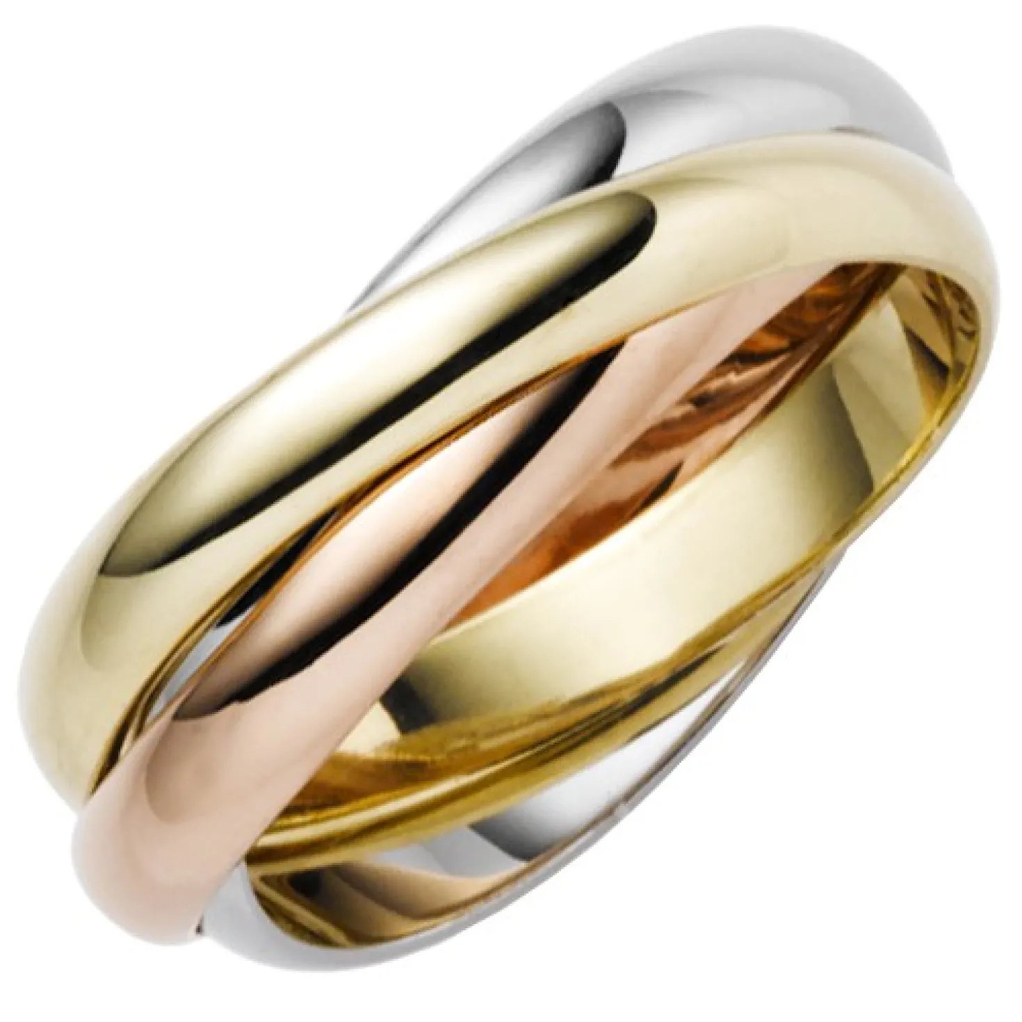 3-er Ring 3x3mm aus 585 Gold Gelbgold Weißgold Rotgold massiv tricolor