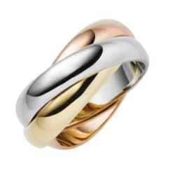 3-er Ring 3x4,5mm 585 Gold Gelbgold Weißgold Rotgold massiv tricolor Trinity