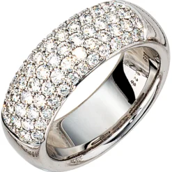 Exklusiver Ring Damenring mit 62 Diamanten 1.22Ct W/SI Brillanten 585 Weißgold