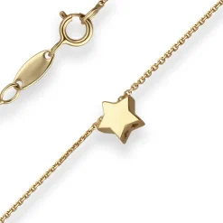 Fantasiekette Goldkette Collier Stern Halskette aus 585 Gold Gelbgold 42cm