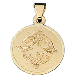 Fische - Ketten Anhänger Goldanhänger 333 Gold rund Halsschmuck Unisex