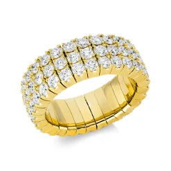 Flex-Ring aus 750 Gold Gelbgold 84 Brillanten 4,1ct TW-SI B:8,2mm 4er-Krappe