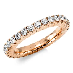 Flex-Ring aus 750 Gold Rotgold 29 Brillanten 1,33ct TW-SI B:3,3mm 4er-Krappe