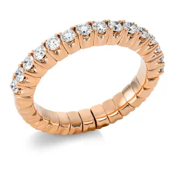 Flex-Ring aus 750 Gold Rotgold 15 Brillanten 0,69ct TW-SI B:3,3mm 4er-Krappe