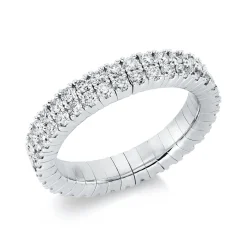 Flex-Ring aus 750 Gold Weißgold 70 Brillanten 1,8ct TW-SI B:4,2mm 4er-Krappe