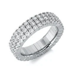 Flex-Ring 3-reihig aus 750 Weißgold 105 Brillanten 2,71ct TW-SI B:6,1mm 4er-Krappe