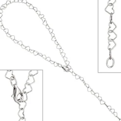Fußkettchen Fußkette aus Herzen, 925 Silber 27cm verkürzbar Fußschmuck für Damen
